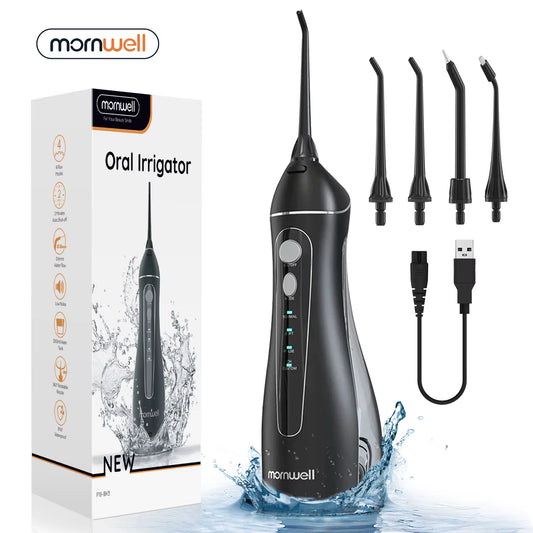 Portable Cordless Dental Floss & Oral Irrigator - 3 Cleaning Modes, Waterproof, Rechargeable with 4 Nozzles for Gum Health
