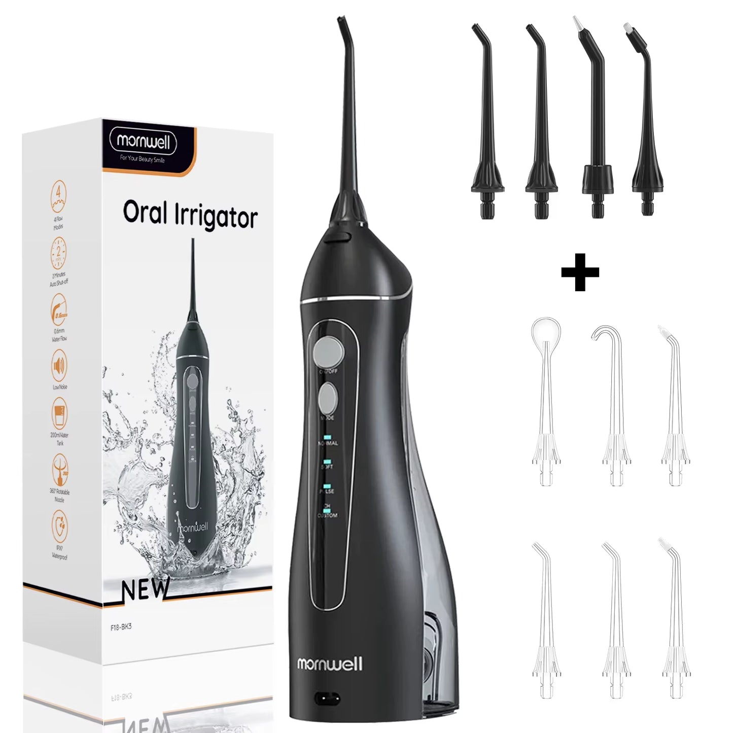 Portable Cordless Dental Floss & Oral Irrigator - 3 Cleaning Modes, Waterproof, Rechargeable with 4 Nozzles for Gum Health